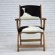 1960s, Danish highback armchair, genuine cowhide, oak wood, reupholstered.