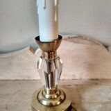 Small 1940s bedside lamp - cut glass and brass base