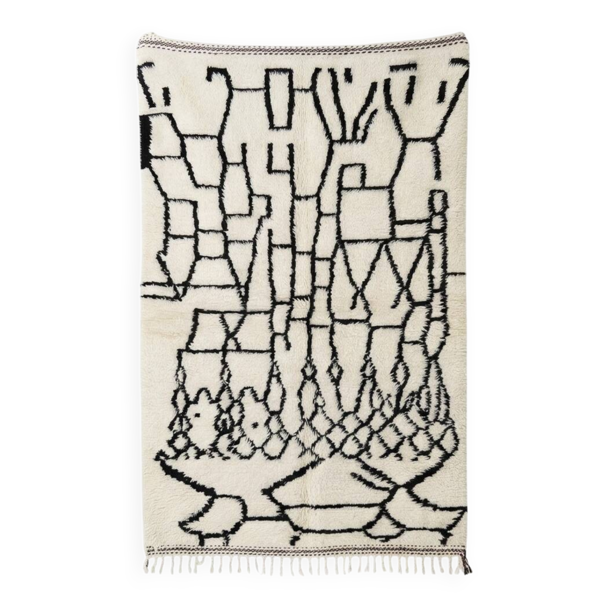 Tapis berbère blanc noir style Azilal