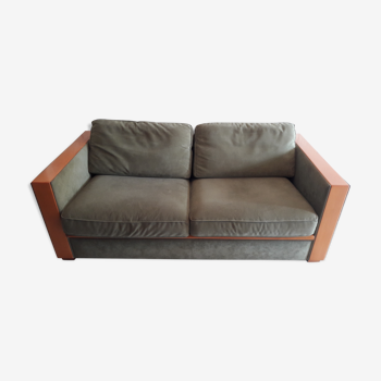 Cinna velvet and wood convertible sofa