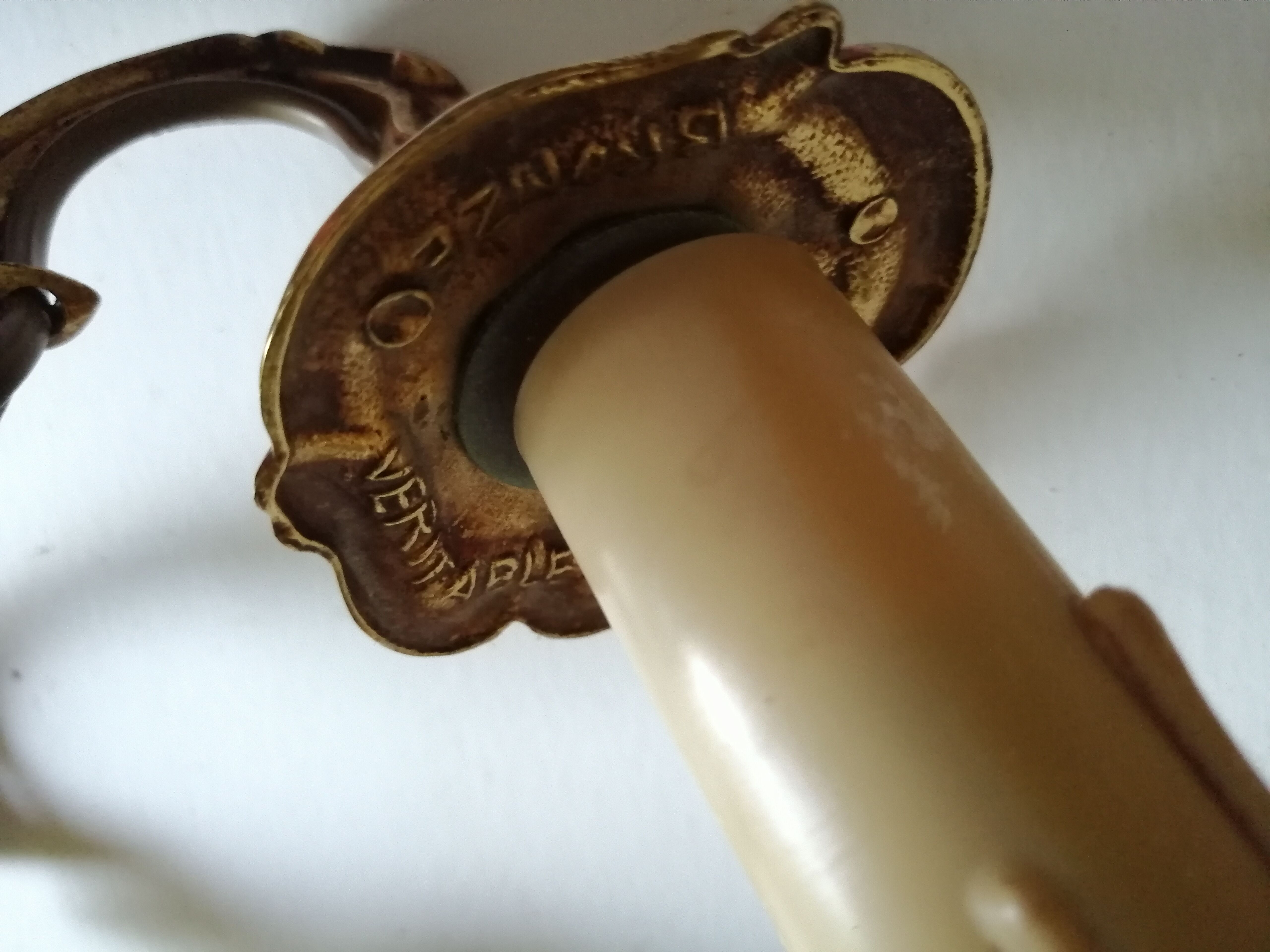 Pair of classic gold bronze wall lamps