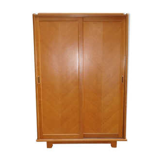Wardrobe 1950 light oak sliding doors