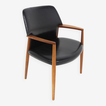 Fauteuil de bureau en skaï, Ejnar Larsen & Axel Bender Madsen, Danemark, 1960