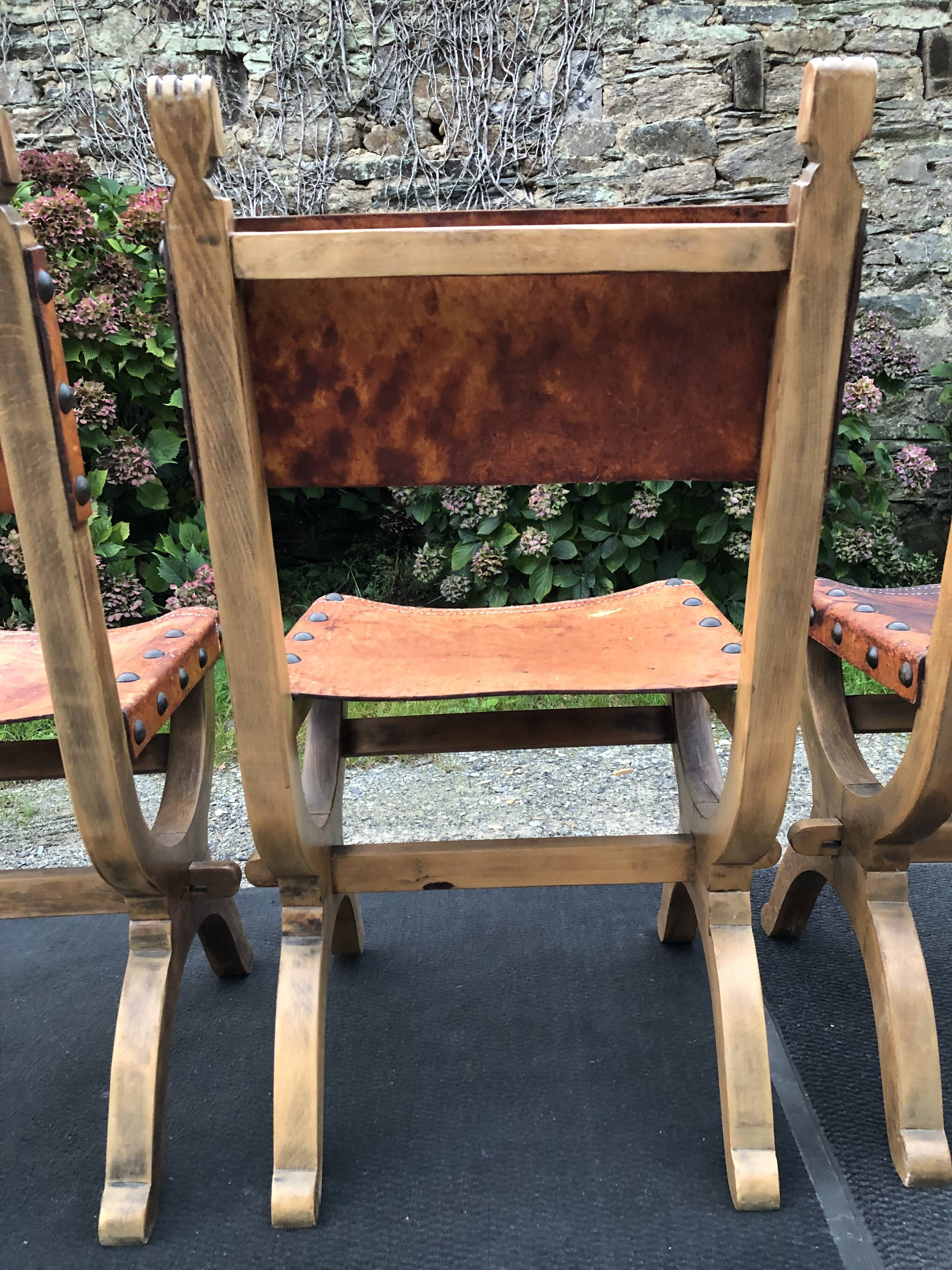 Set of 4 vintage brutalist chairs by Bram Sprij, Netherlands 1960s. in beech.