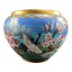 Cloisonné enamel pot cover with floral decoration with heron China Japan