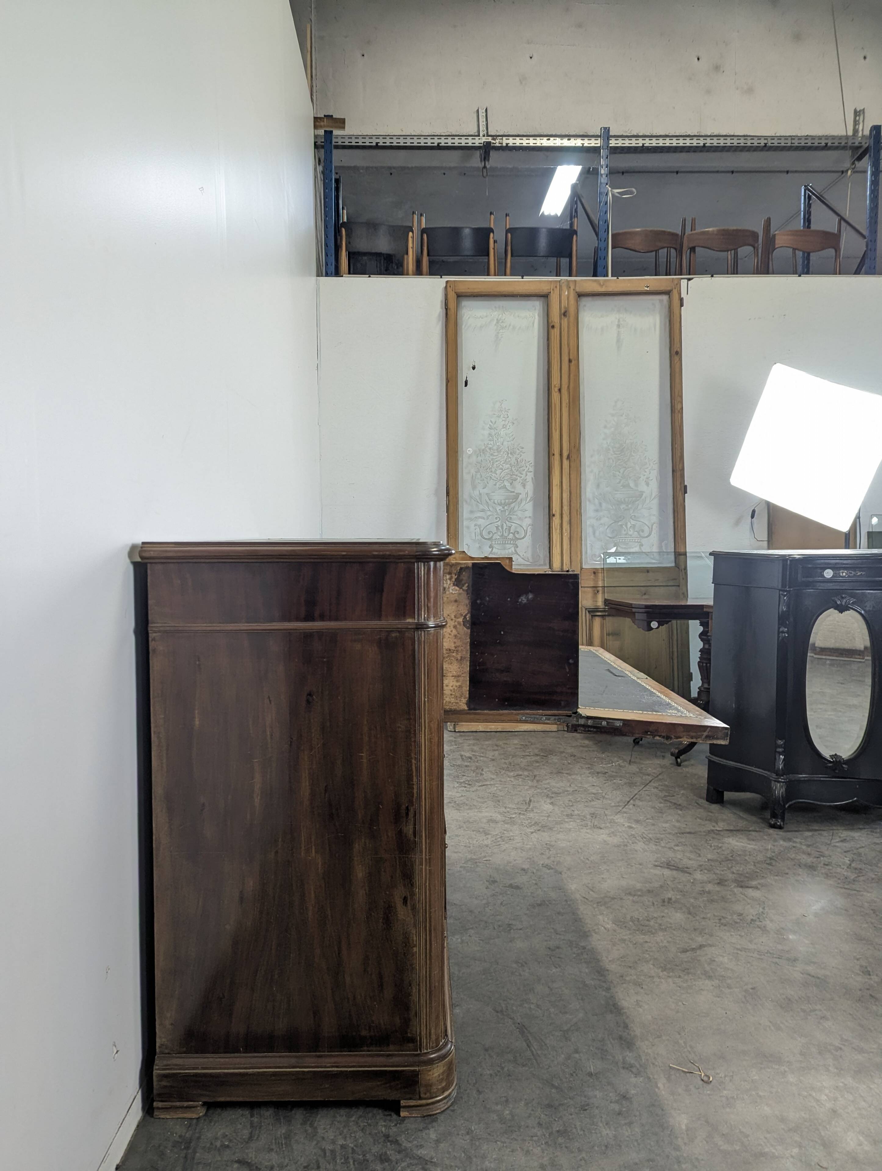 English mahogany secretary chest of drawers