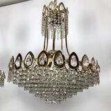 Sciolari, set of two gild and Cristal chandeliers from 70s