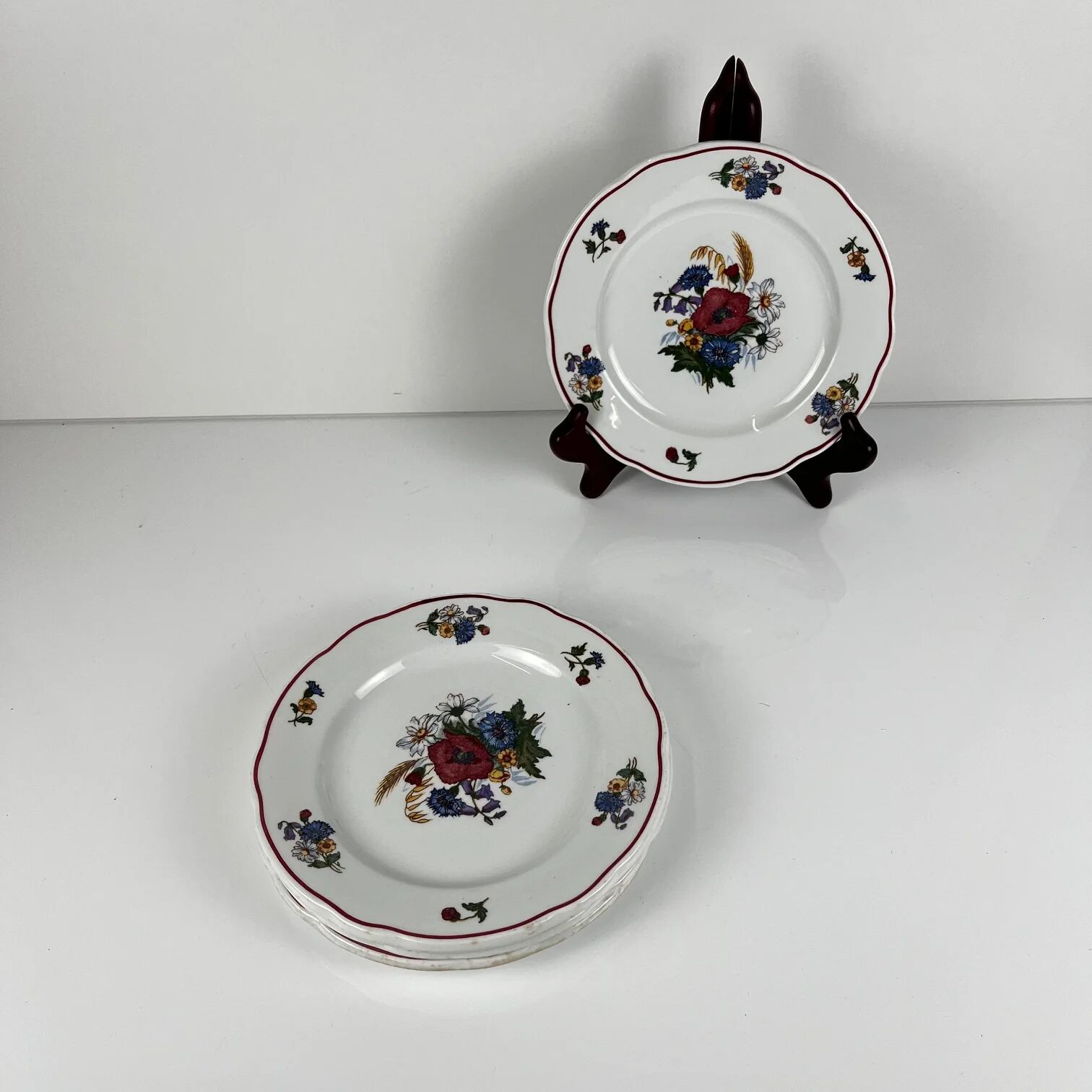 Set de 4 assiettes à dessert "Agreste", Sarreguemines, fin XXe, Pyroblan