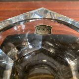 Ancien Cendrier Val St Lambert Cristal + Support Cuir Le Tanneur + Boîte