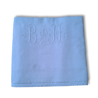 Drap ancien épais grand monogramme