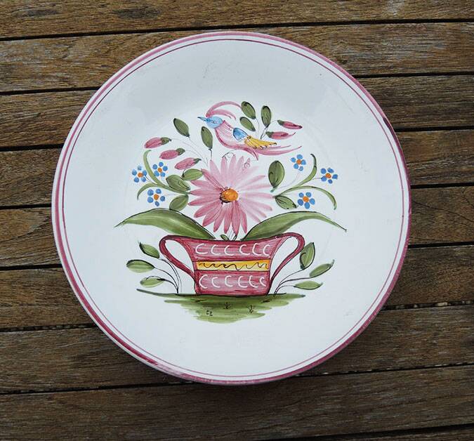 Old Earthenware Flower Plate Lallier Moustiers