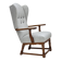1950s, Danish high-backed armchair, reupholstered, wool, oak wood.