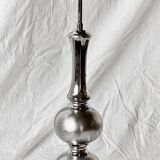 Large vintage floor lamp base in chrome metal and brushed aluminum