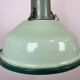 Industrial soviet green enamel pendant light with glass cover, 1960s