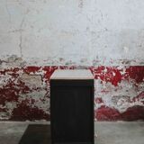 Commode noire et bois naturel à 4 tioirs