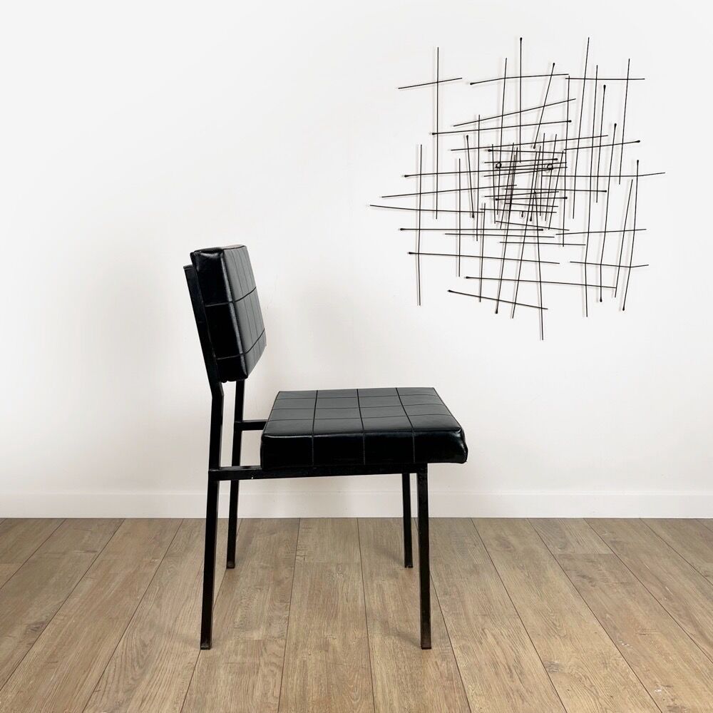 Modernist design chair metal and imitation leather 60s