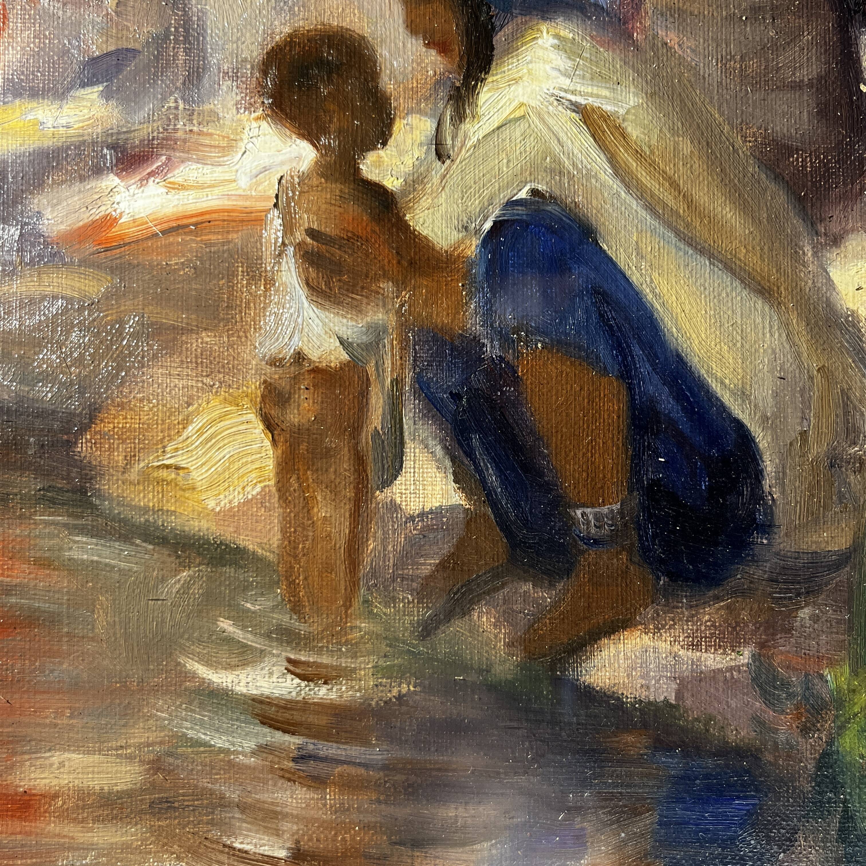 Orientalist impressionist painting, oil on canvas, ca 1940