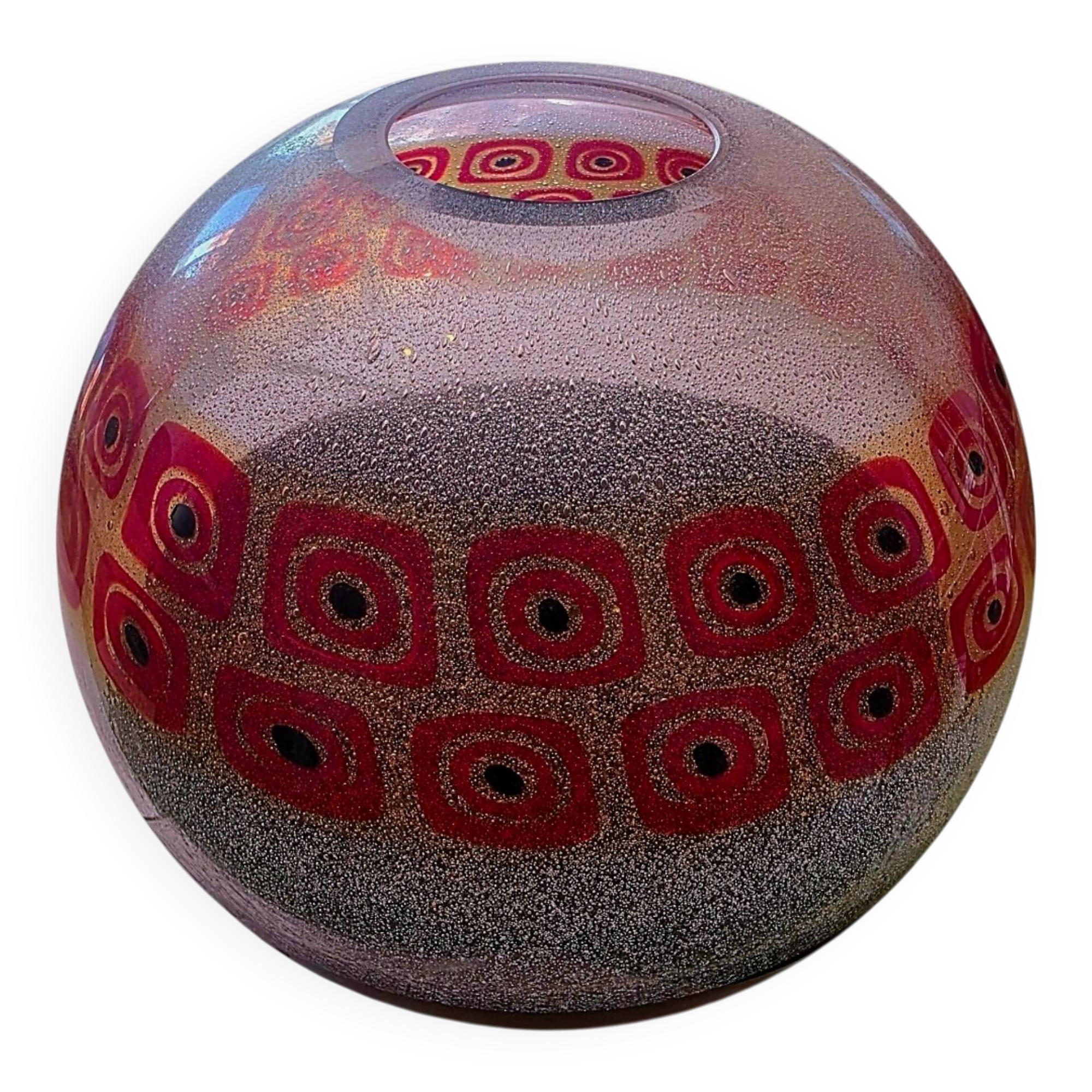 Murano blown glass vase – "Murrines" decoration and Bullicante effect