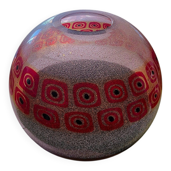 Vase en verre Soufflé Murano décor ''Murrines'' et effet bullicante