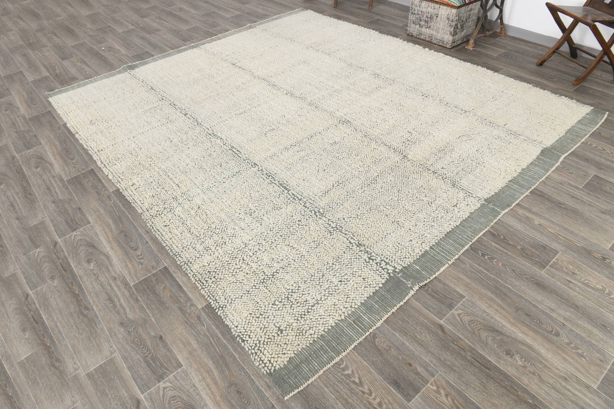 8x10 Handmade Wool Ash Green Modern Turkish Rug, 261x309Cm SK 34930