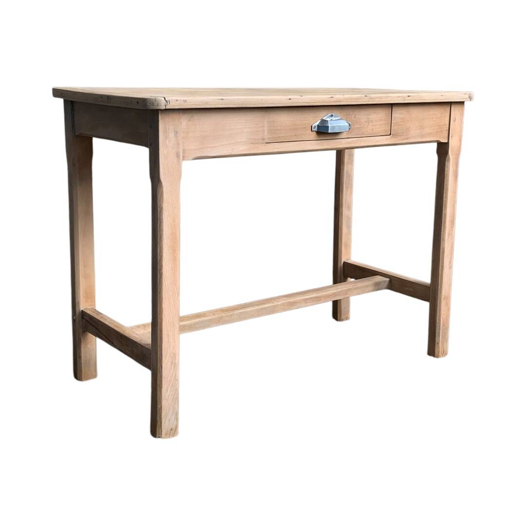 Art Deco farmhouse table in raw wood