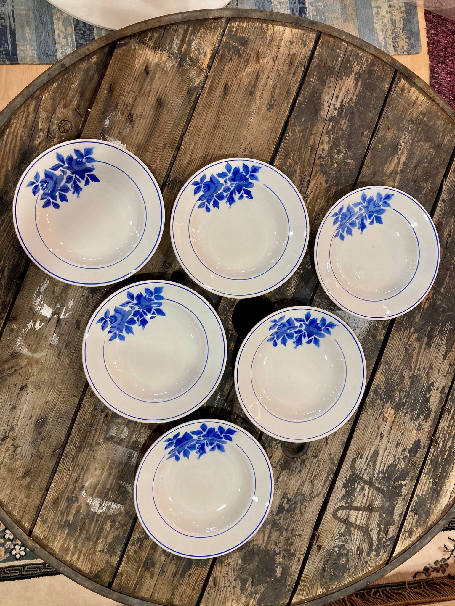 Lot 6 plates Fénal Badonviller blue