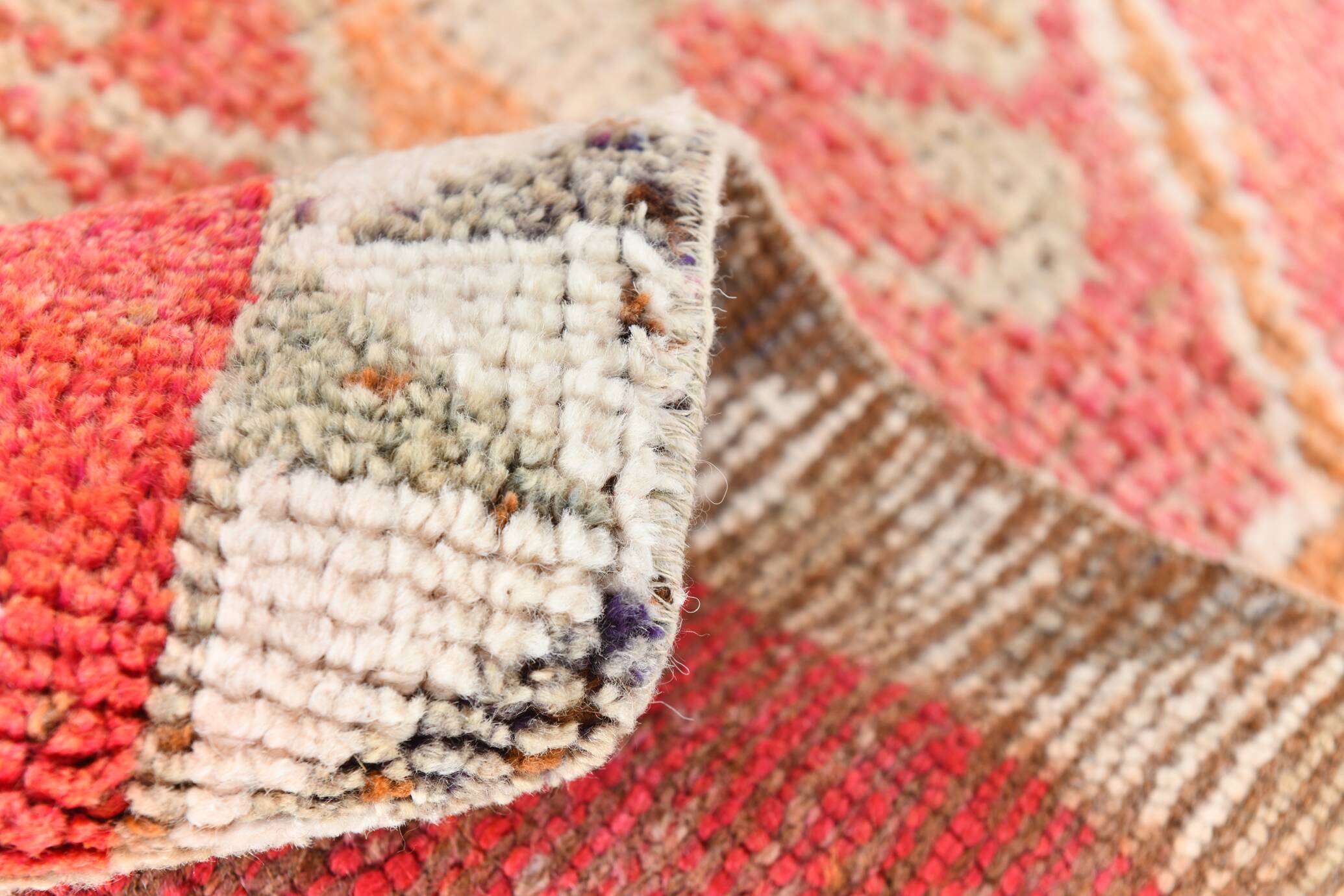 Pink & Red Vintage Turkish Runner Rug, 95x294Cm