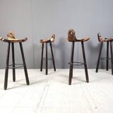 Brutalist bar stools made in Spain, 1960s - set of 4
