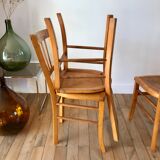 Set of 4 bistro chairs in beech wood 50s