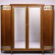 Large Art Deco bookcase wardrobe in mahogany and bronze.