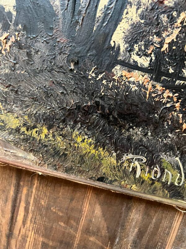 Ancien tableau huile sur toile de Riondet
