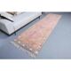 Vintage Turkish Hand-Knotted Wool Cotton Pink Runner92x335