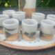 Liqueur set signed La Poterie de la Colombe by Madeleine Brault, year