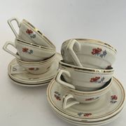 6 cups and saucers - Porcelor Babel Ceranord Saint Amand