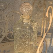 Vintage transparent molded glass whisky decanter
