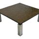 Table basse carrée plateau en pierre et piètement en acier chromé - années 60