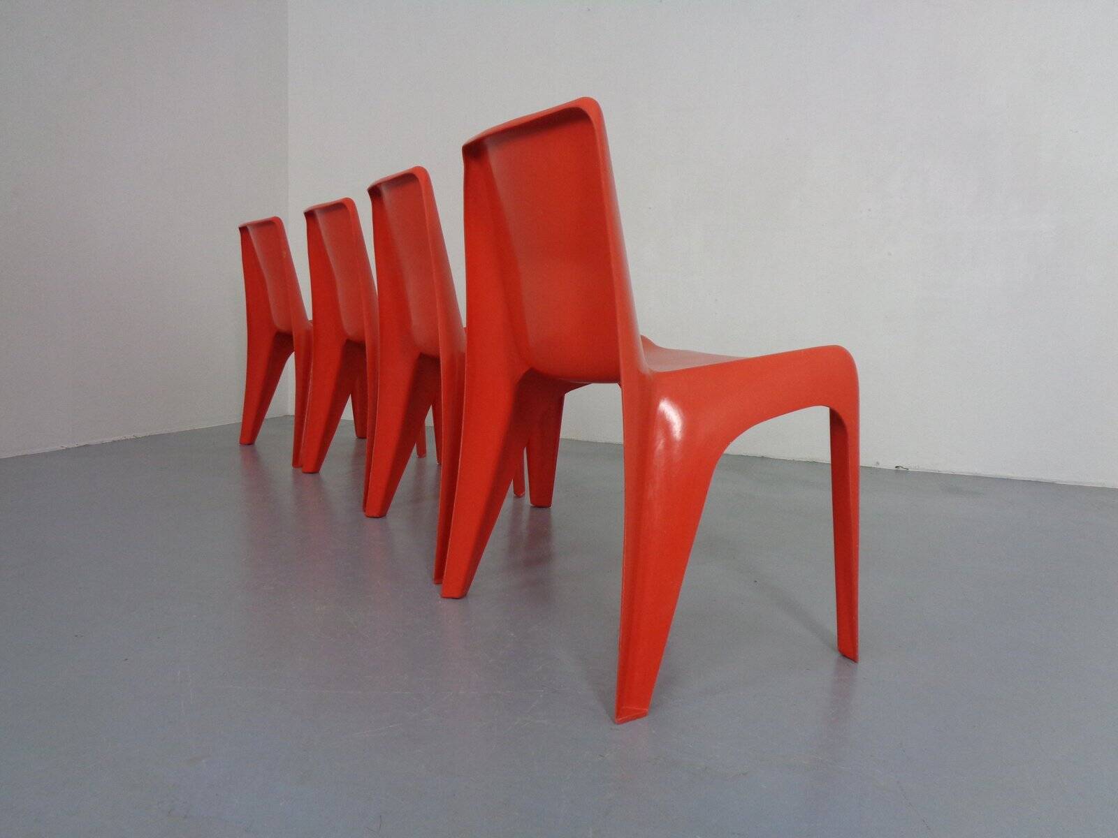 B1171 Fiberglass Stacking Chairs by Helmut Bätzner for Bofinger, 1960s, Set of 4