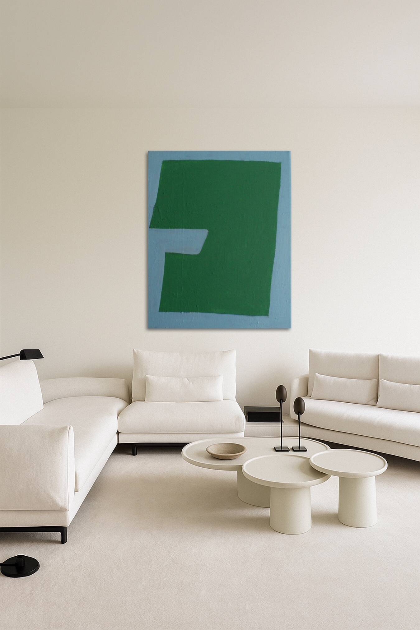 Minimalist abstract "silent contrast" blue green by Bodasca