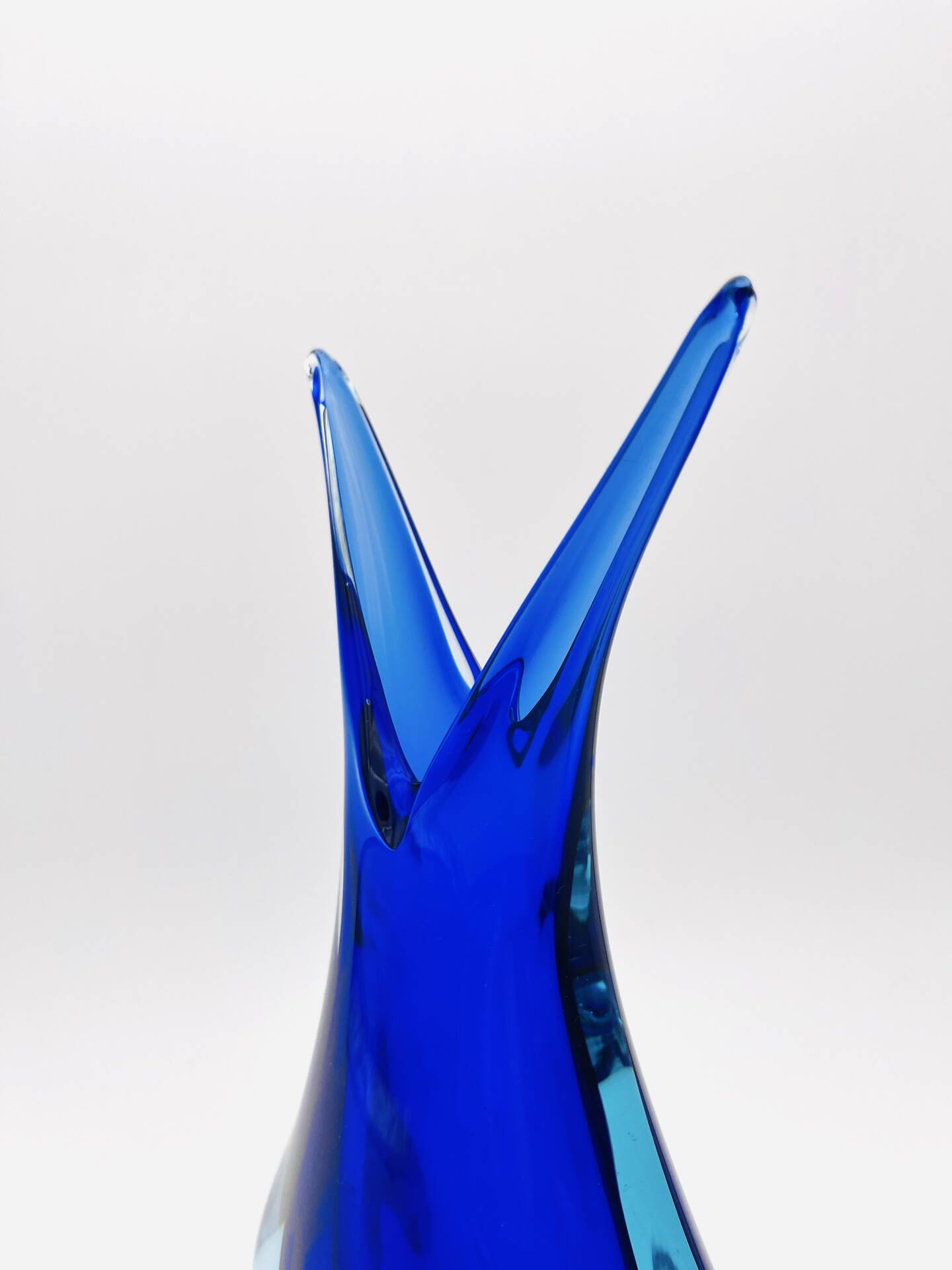 Large Murano Vase Flavio Poli Sommerso Blue Cobalt Turquoise 31.5cm