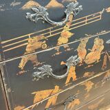 Chest of drawers with 3 drawers, Chinese decor, 20th century.