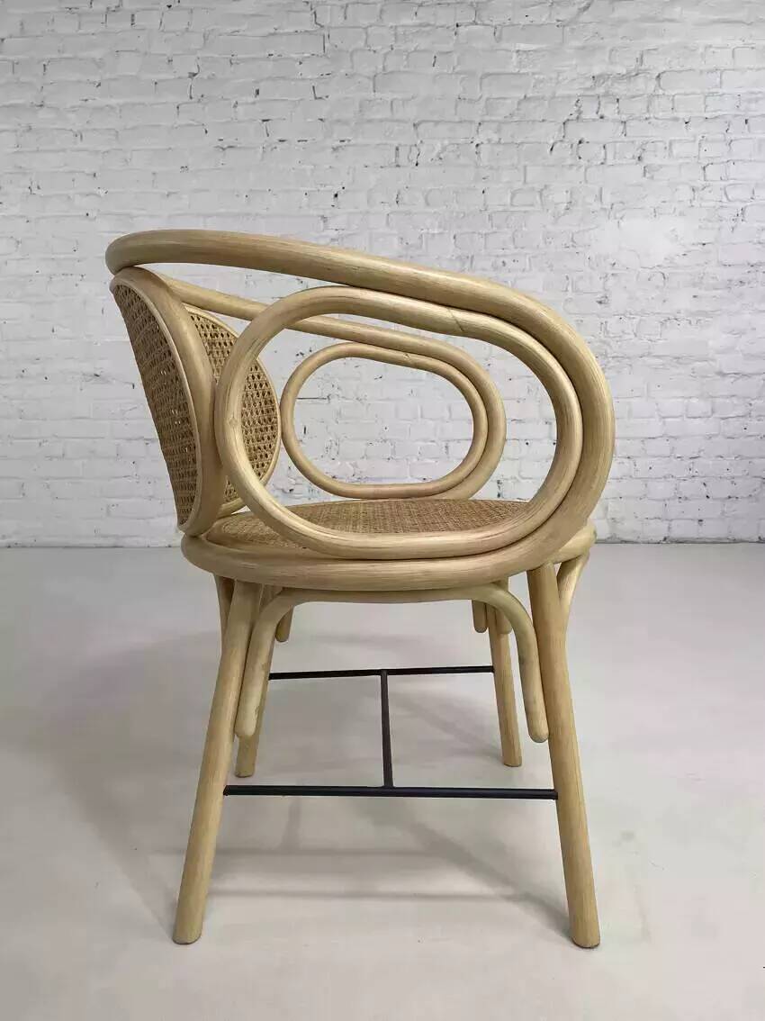 Rattan and cane armchair