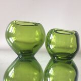 Set of 2 heart shaped Holmegaard crystal vases by Per Lutken