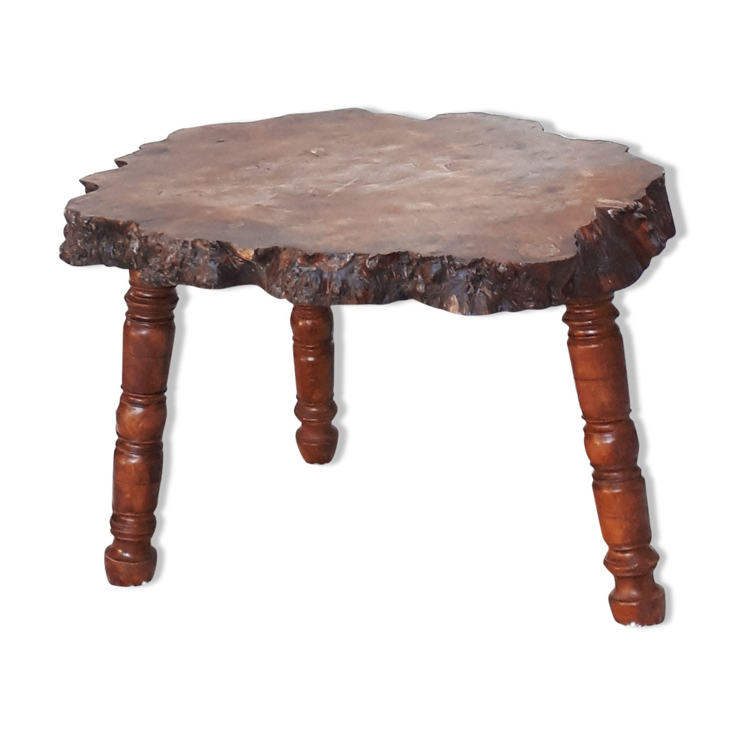 Massive elm coffee table brutalist art 1960s