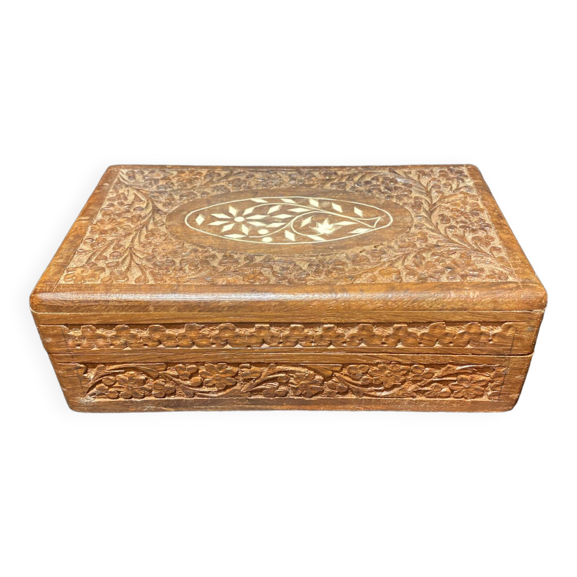 Carved wooden box