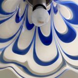 Blue & White Murano Glass Bell Pendant Ascribable to Mazzega, Italy, 1970s