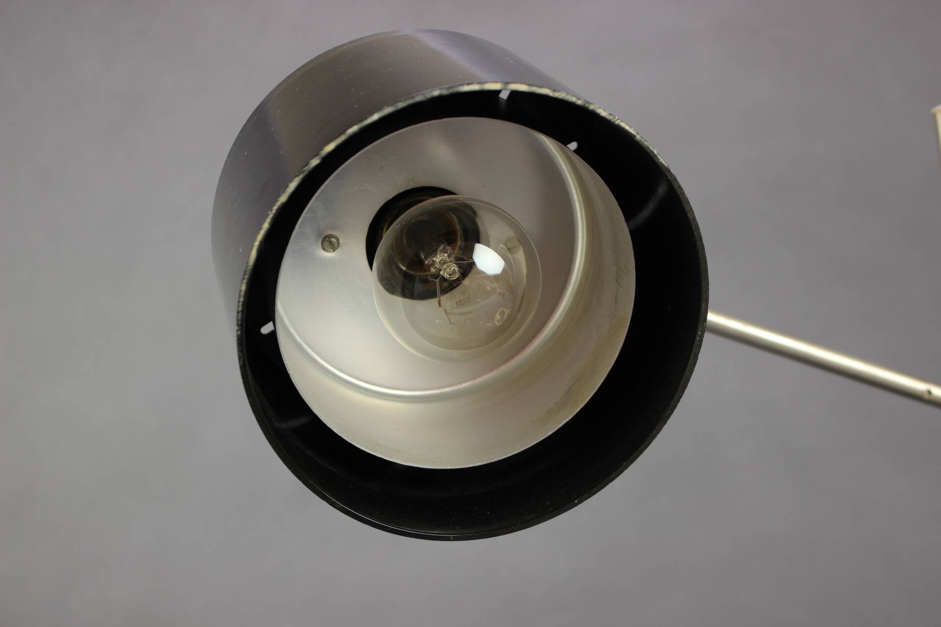 Adjustable Black Bakelite Industrial Table Lamp / Czechoslovakia, 1970s