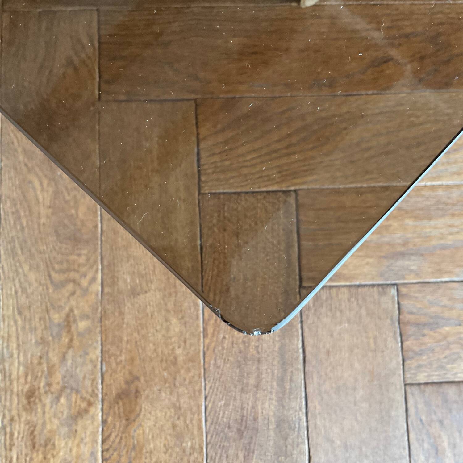 Vintage 70s smoked glass coffee table