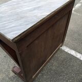 Console in mahogany veneer and marble