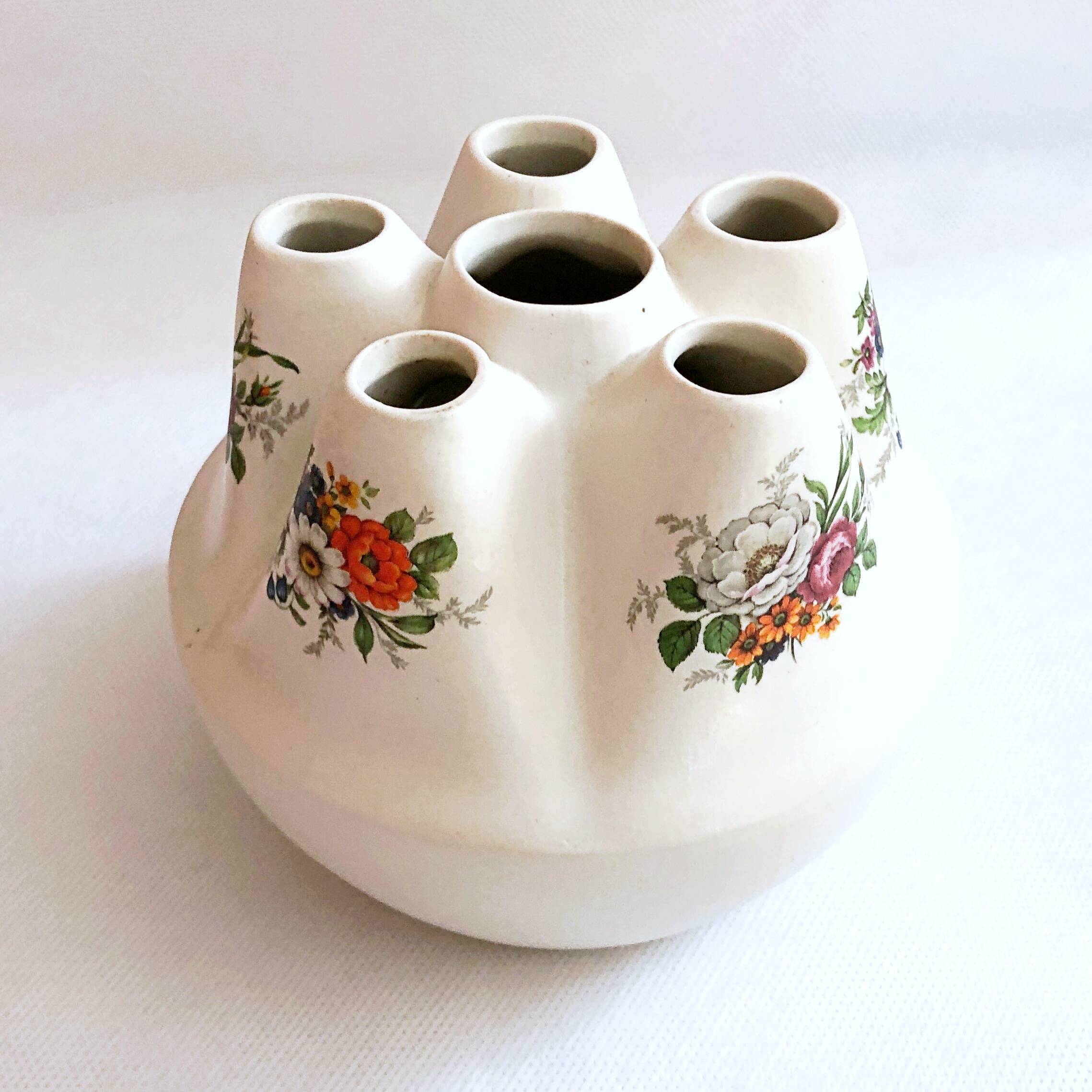 Handcrafted tulip tree vase with ceramic flowers