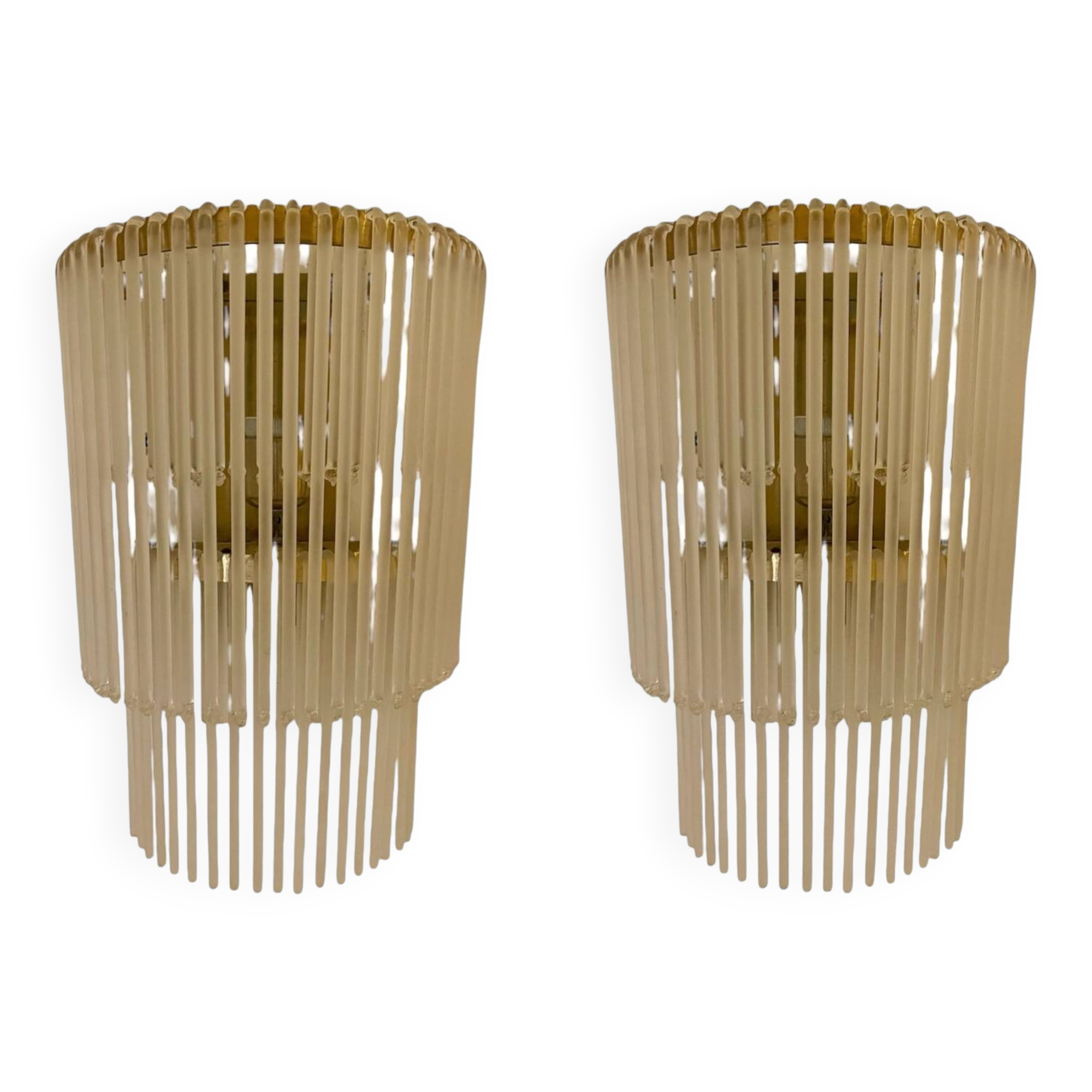 Large Sciolari wall lamp with opaque glass and gilded structure, Italy 1970